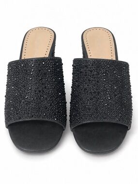 Adrienne Vittadini Black Crystal Slide Mules size 6/7